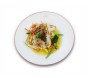 Dos de cabillaud, sauce Vierge, Tapenade d'Olives, poireaux frits, purée à l'huile d'olive